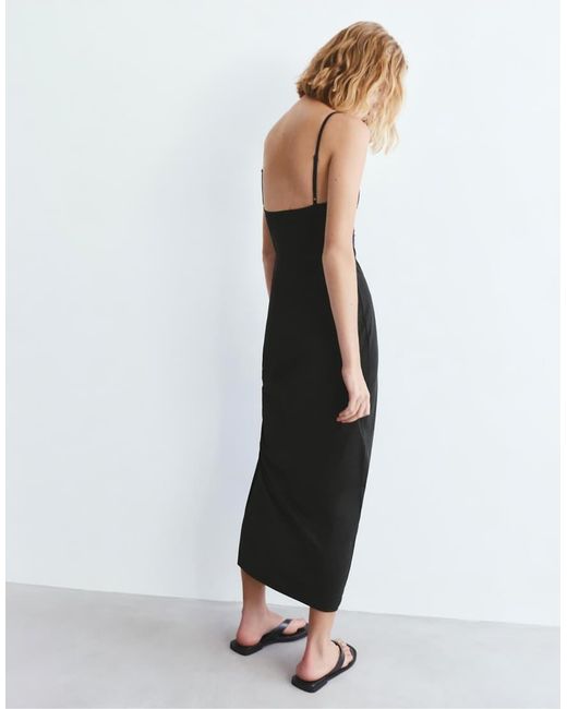 Pull&Bear White Polyamide Strappy Midi Dress