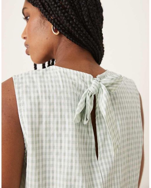 Vila Mouwloze Top Met Ruches Aan De Zoom En Gingham Ruit in het Multicolor