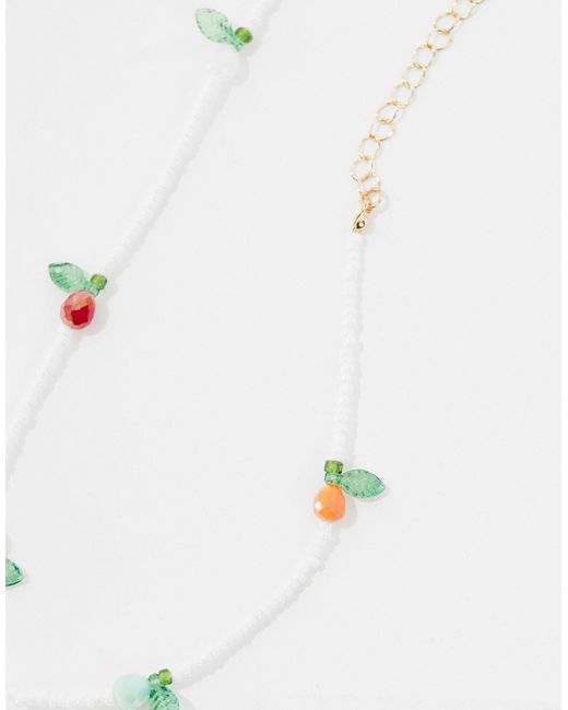 ASOS Natural Faux Pearl Necklace With Beaded Fruit Design