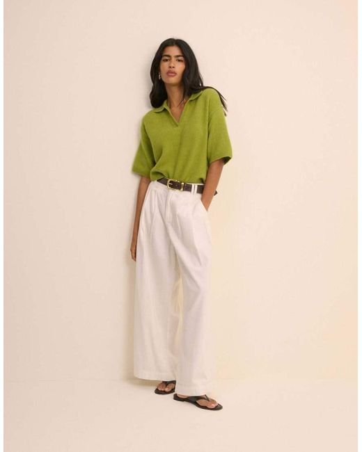 Nobody's Child Green Open Cotton Collar Polo Knitted Top