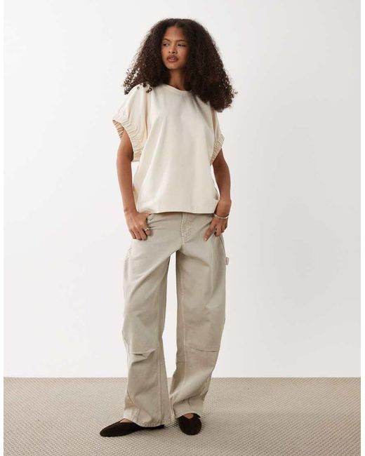 ARKET White Rich Cotton Short Elasticated Sleeve Top