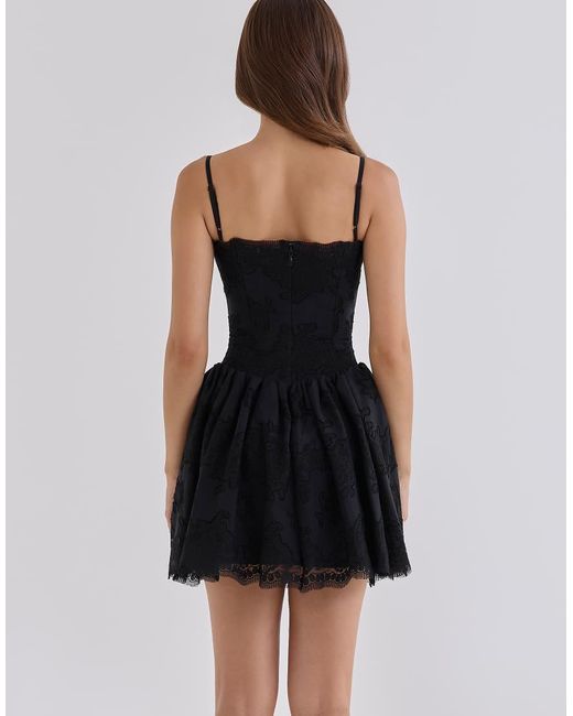House Of Cb Black Chloe Cotton Broderie Anglaise Lace Mini Dress