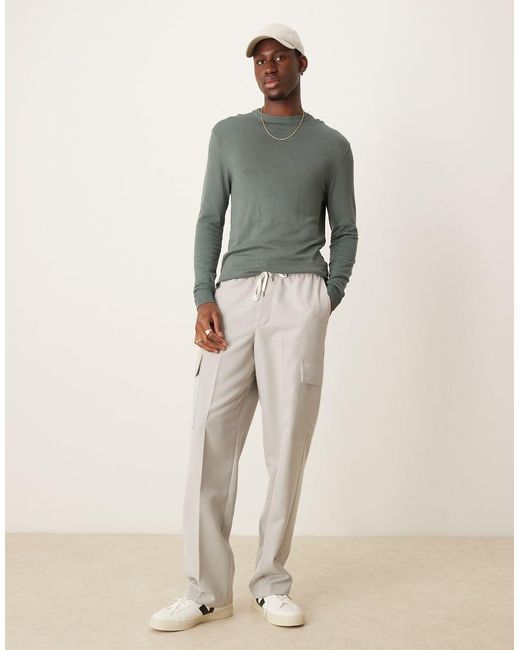 New Look Muscle Fit Crew Jumper in Grey for Men Lyst UK