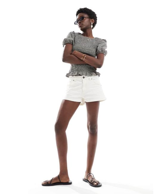 Bershka White High Waisted Denim Shorts