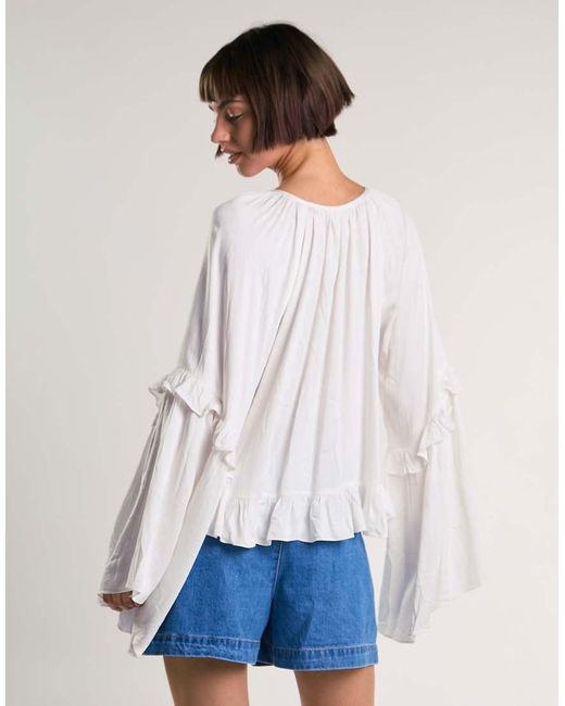 Glamorous Blue Ruffle Blouse