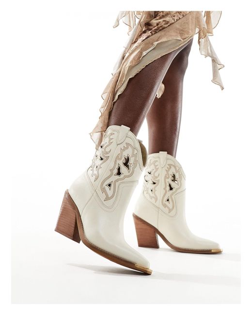 Bronx White New Kole Western Heeled Ankle Boots