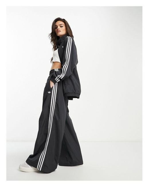 Adidas Originals White Gothcore Oversized Three Stripe Parachute Trousers