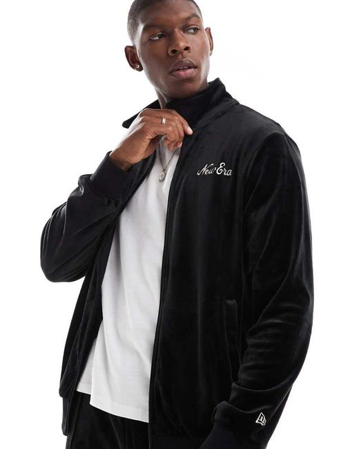 KTZ Black Velour Zip Through Track Jacket Co-ord for men