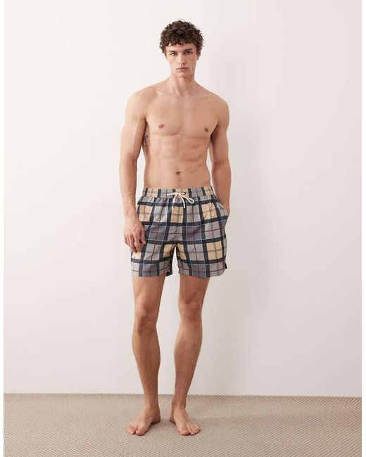 Barbour Multicolor Staple Tartan Check Logo Swim Shorts for men