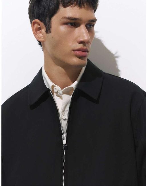 Pull&Bear Blue Ribbed Jacket for men