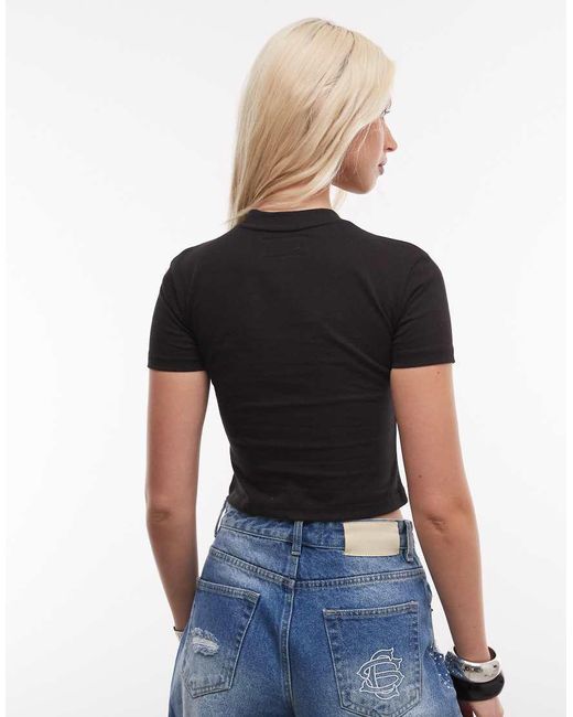 Courtside Black Embellished Logo Baby Tee