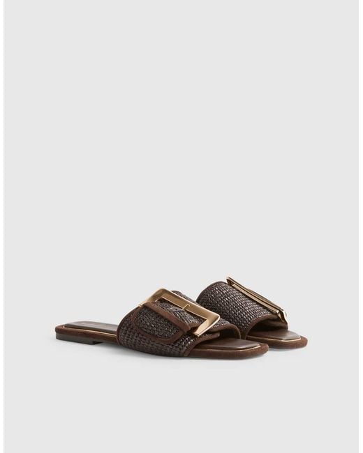 River Island White Raffia Buckle Sandals