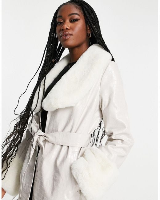 Faux fur cuff and hotsell collar coat