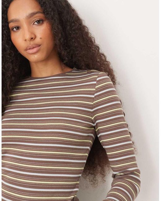 ASOS Blue Long Sleeve Ribbed T-Shirt