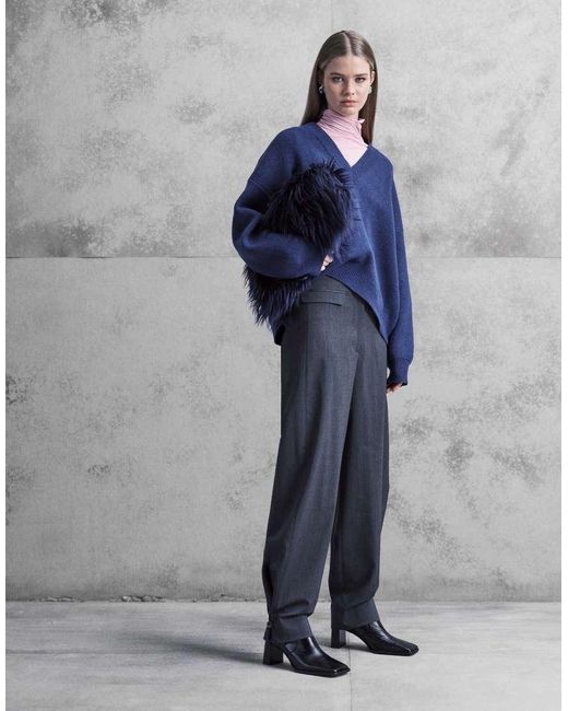 ASOS Blue Extreme Boxy V Neck Structured Jumper