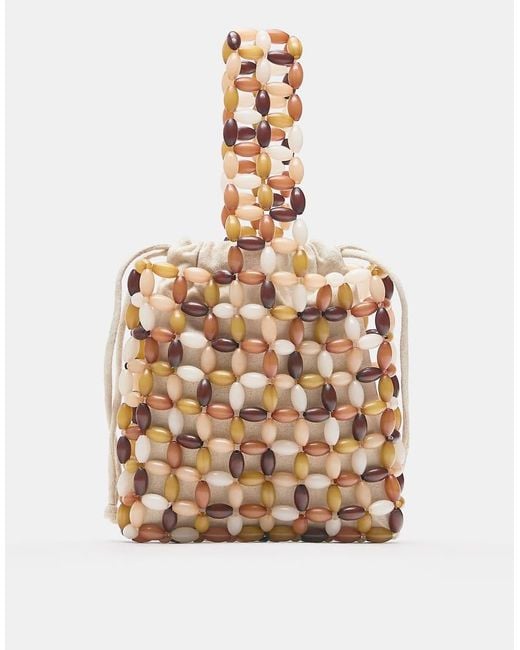 Borsa Multicolore Con Perline E Manico Superiore di Pull&Bear in Natural