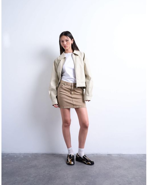 TOPSHOP Natural – kurzer volant-jeansrock