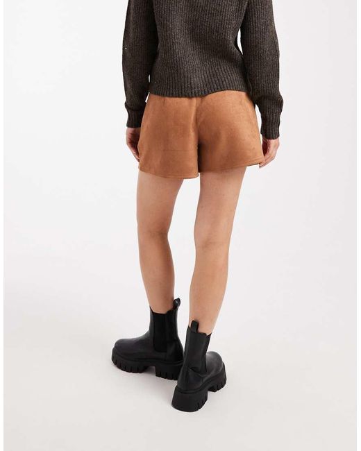 Miss Selfridge Black Suedette Belted Short