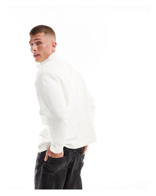 ASOS White Oversized Half Zip Sweatshirt With Pocket for men