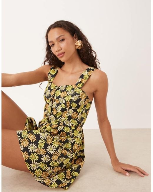 Collective The Label Natural Printed Strappy Playsuit