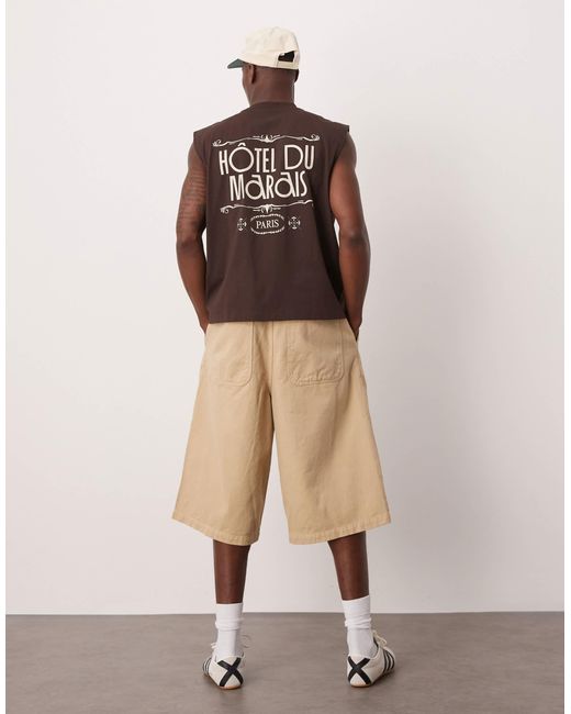 ASOS Brown Oversized Tank With City Graphic for men