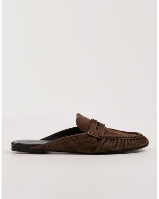 Vagabond Brown Shoemakers Aleya Suede Ruched Loafer Mules