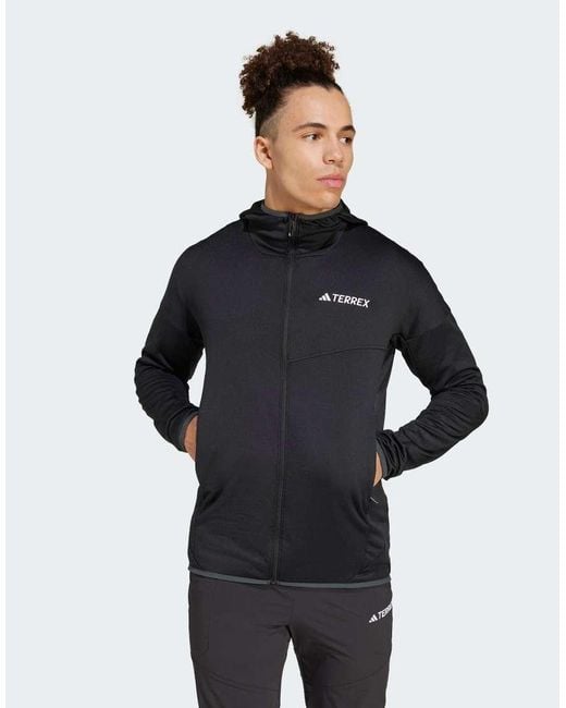 Adidas Blue Terrex Xperior Climawarm Light Fleece Hooded Jacket for men