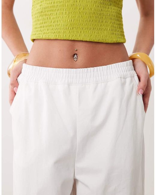 Mango White 100% Cotton Utility jogger