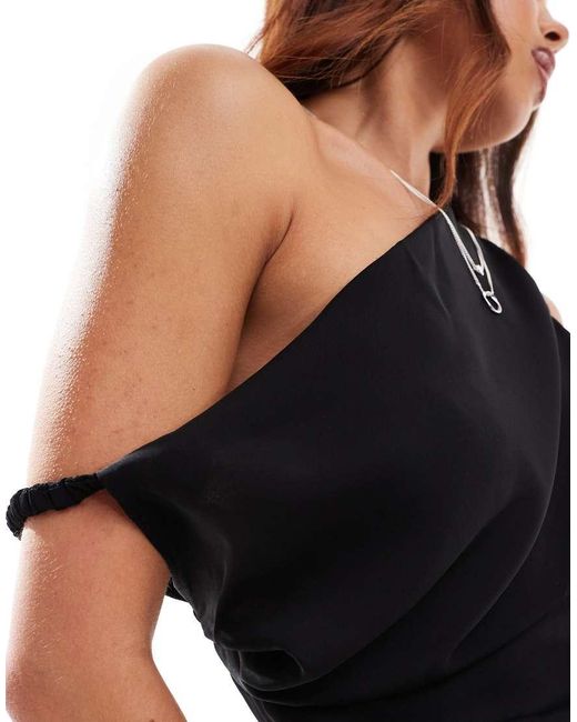 Vestido Midi Asimétrico De Mango de color Black