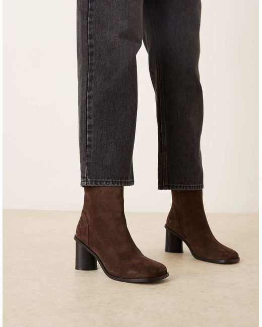 ASOS Brown Rex Suede Round Toe Ankle Boots
