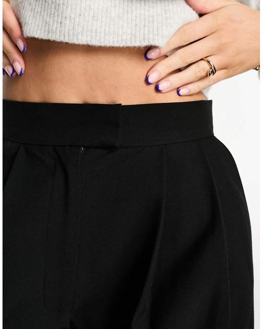 ASOS Black Hourglass Tailored Wide Leg Pants With Pleat Detail