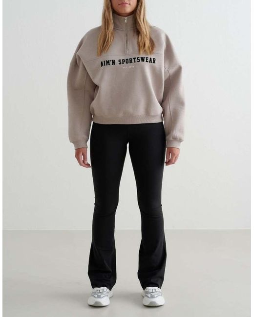 Aim'n Gray Dark Clay Varsity Sweat Half Zip