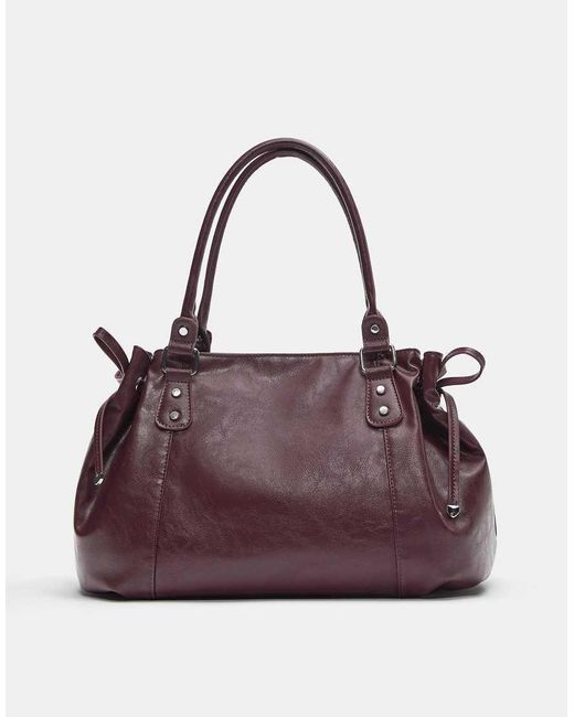 Shopper Bordeaux Con Fiocco di Pull&Bear in Purple