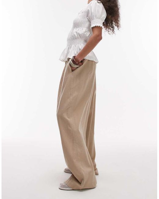 TOPSHOP Broek Met Ballonpijpen En Linnen in het Natural