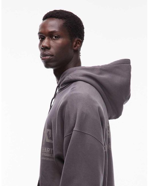 Carhartt Gray Distance Boxy Fit Pullover Hoodie for men