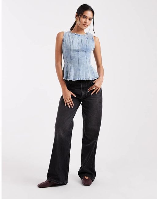 Levi's Blue Denim Peplum Top