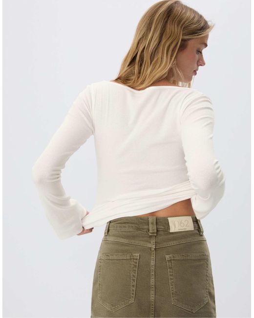 Stradivarius Natural – basic – t-shirt aus polyamid