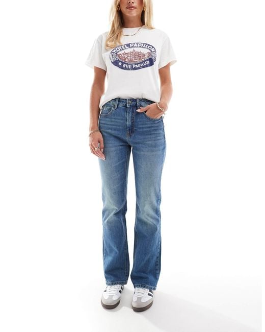 Stradivarius D98 Petite Straight Leg Jeans in Blue | Lyst