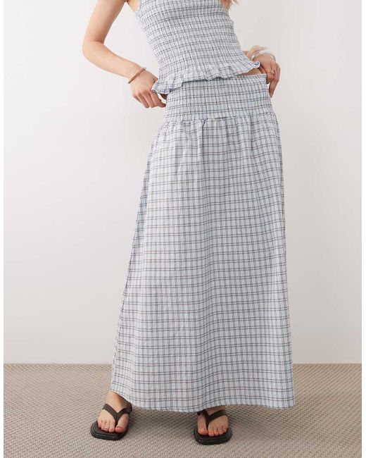 ASOS Gray Shirred Waist Maxi Skirt