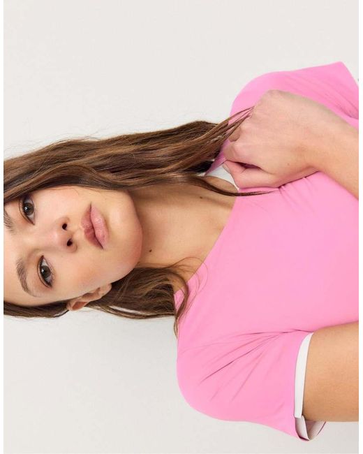 Stradivarius Pink Basic Polyamide T-shirt