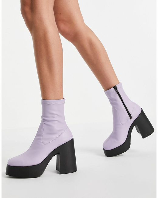 ASOS Elsie High Heeled Sock Boot in Purple | Lyst Canada