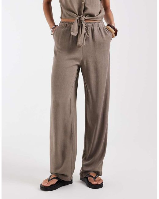 ONLY Multicolor Linen Mix Pull On Wide Leg Pants