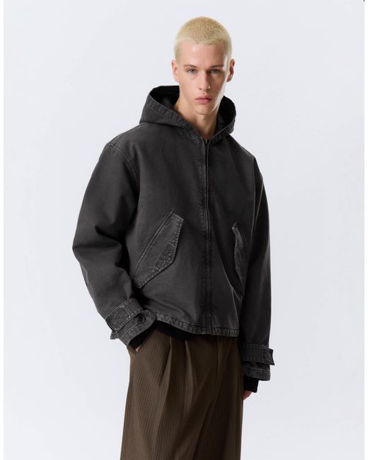 Weekday Gray Canvas Bomber Jacket for men