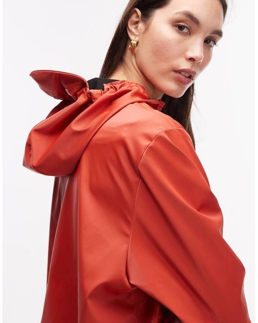 Rains Red 18040 String Waterproof Hooded Jacket