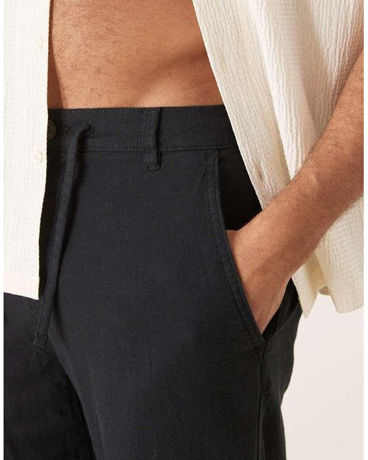 SELECTED Black Brody Loose Fit Linen Trouser for men