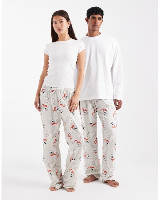 ASOS White Lounge Bottoms With Disney's Nightmare Before Christmas Graphic