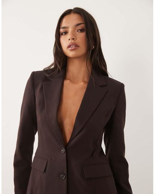 Forever New Brown Tailored Cinched Waist Blazer