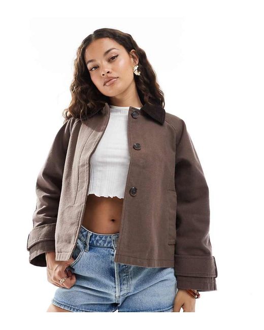 Chaqueta Marrón Moca Con Solapas En Contraste De Asos Design Petite-Sin Color ASOS de color Brown