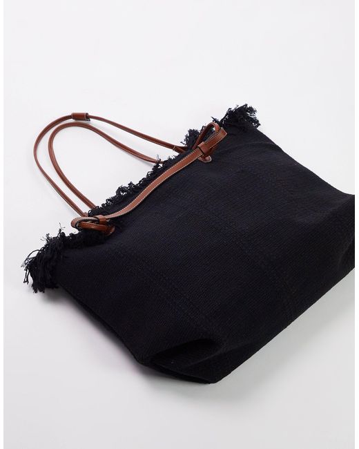 Jordan - sac en toile à franges - noir TOPSHOP en coloris Black
