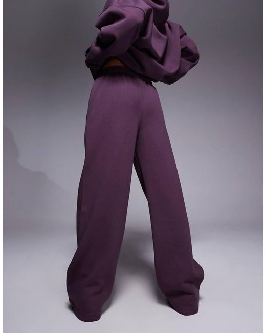 Kaiia Purple Cotton Rich Embroide Logo Wide Leg jogger Co-ord